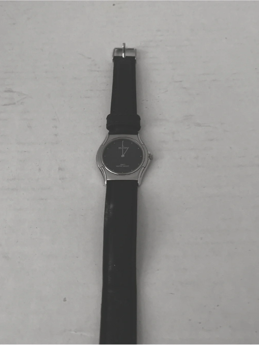 Skagen Unisex Quartz Silver Case Black Dial Watch with Black Leather Strap